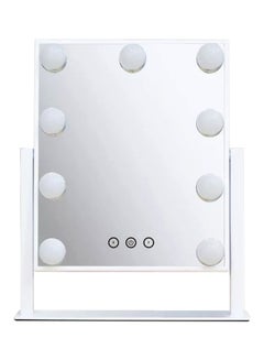 Vanity Make Up Mirror With LED Light White/Clear/Silver 36.8x31centimeter