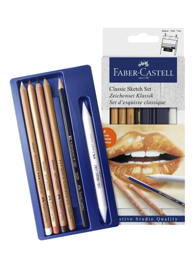 FABER-CASTELL 6-Piece Creative Studio Classic Sketch Set Black/Brown/White  - Image 1