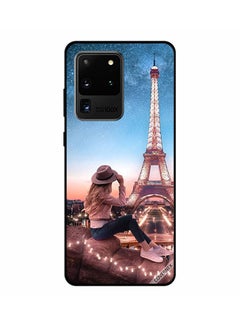 Protective Case Cover For Samsung Galaxy S20 Ultra Brown Hat Girl & Effiel Tower