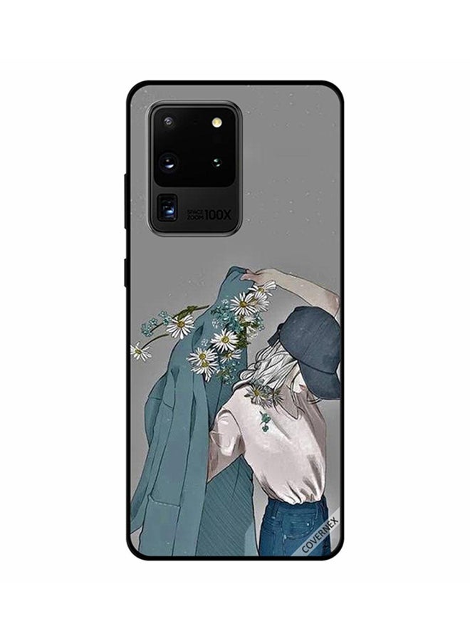 كوفرنيكس غطاء حماية واق لهاتف سامسونج جالكسي S20 ألترا فتاة ترتدي قبعة ومعطف مزين بالزهور - Image 1