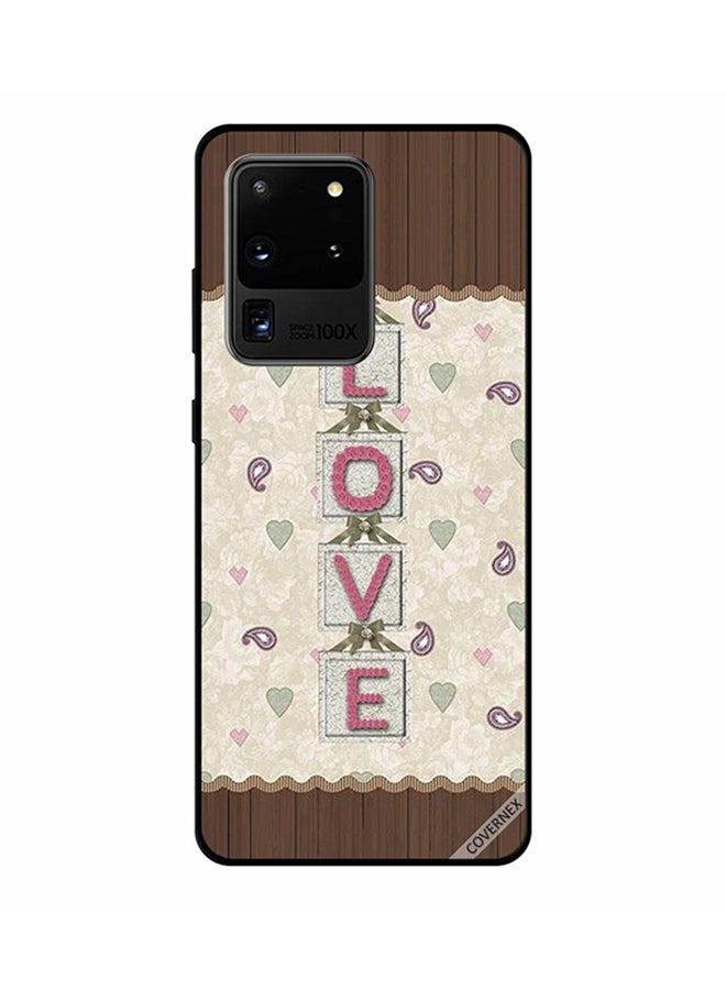 Covernex Protective Case Cover For Samsung Galaxy S20 Ultra Love In Mid Of Wood Pattern