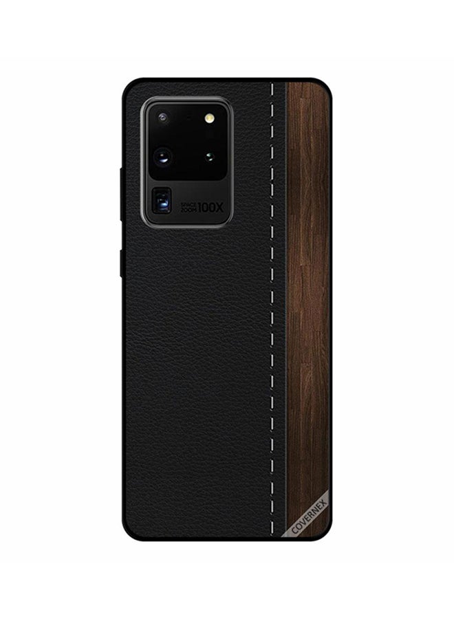 كوفرنيكس غطاء حماية واق لهاتف سامسونج جالكسي S20 ألترا بتصميم بنمط جلد وخشب - Image 1