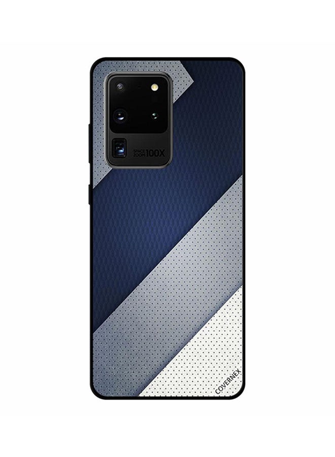 Covernex Samsung Galaxy S20 Ultra Protective Case Cover Printed Featuring Dark Blue & Grey Leather Pattern DESIGN_1055 - Image 1