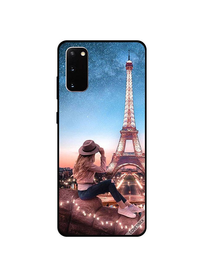 Covernex - Protective Case Cover For Samsung Galaxy S20 Brown Hat Girl And Effiel Tower - Image 1