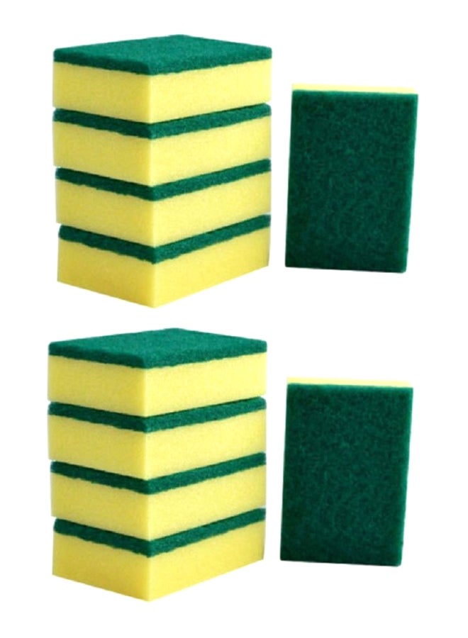 10-Piece Magic Cleaner Sponge Set Yellow/Green - Image 1