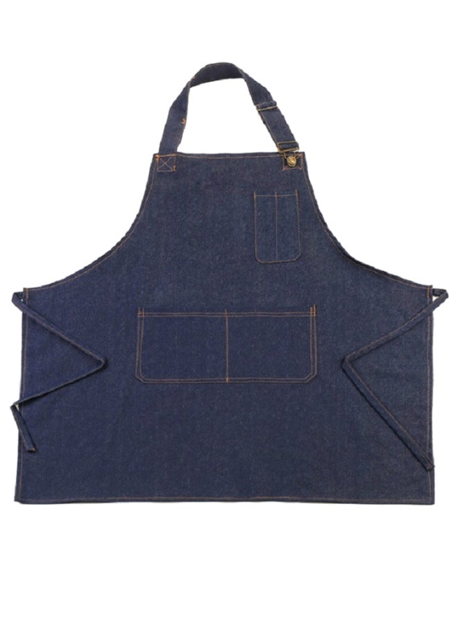 Halter Adjustable Strap Denim Apron Navy 78 x 70cm  - Image 1