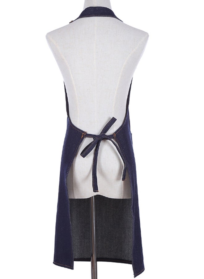 Halter Adjustable Strap Denim Apron Navy 78 x 70cm  - Image 2
