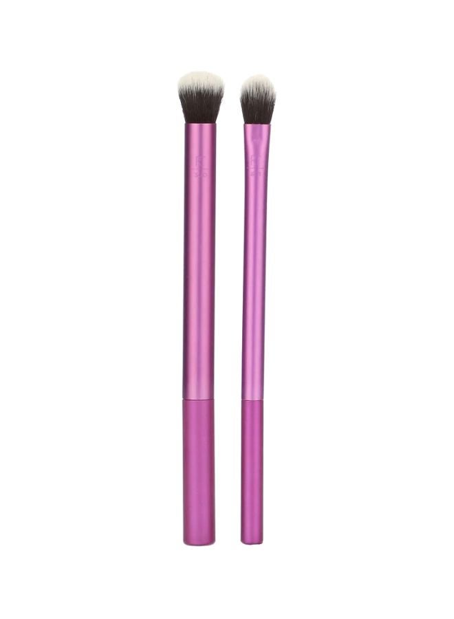 REAL TECHNIQUES - 2-Piece Eye Shade Plus Blend Brush Set Purple/Black/Grey - Image 1