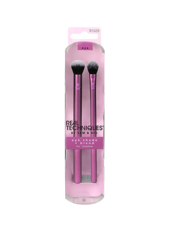 REAL TECHNIQUES - 2-Piece Eye Shade Plus Blend Brush Set Purple/Black/Grey - Image 1