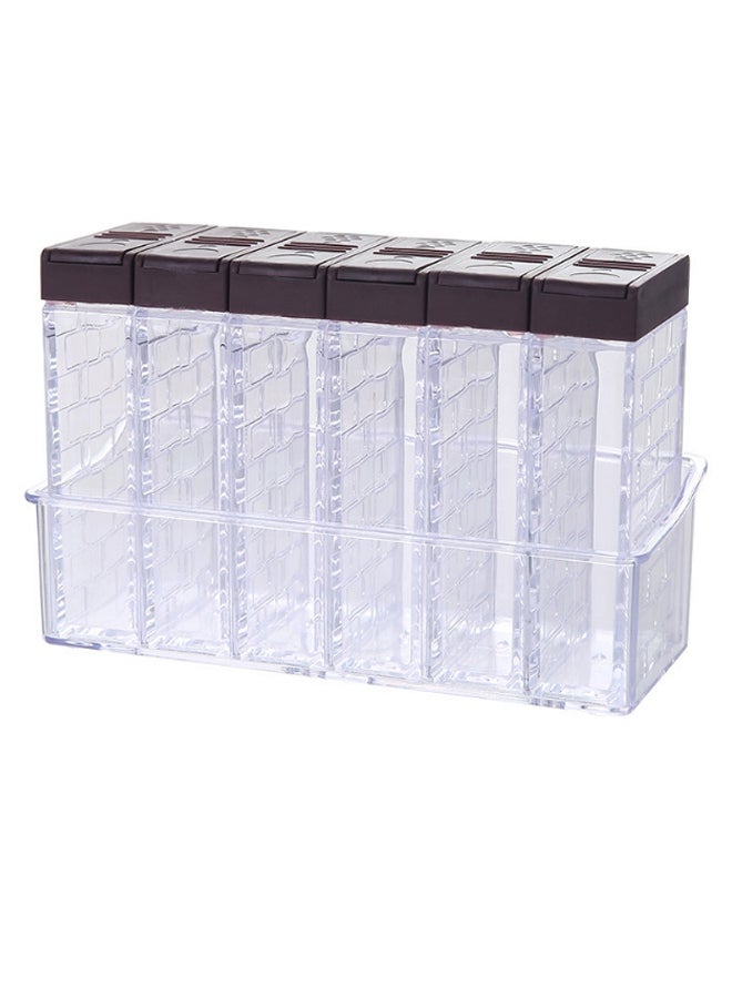 6-Piece Two Way Open Seasoning Storage Bottle Set Clear/Brown 10.2 x 2.5cm 