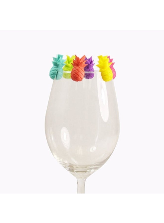 6-Piece Wine Glass Silicone Pineapple Mark Multicolour 10 x 10 x 2centimeter - Image 2