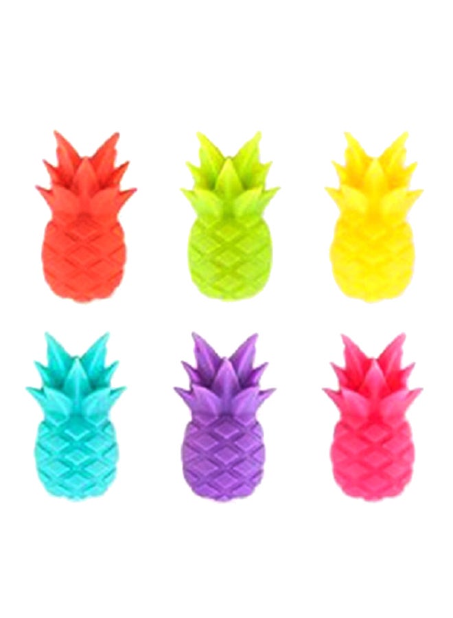 6-Piece Wine Glass Silicone Pineapple Mark Multicolour 10 x 10 x 2centimeter - Image 1