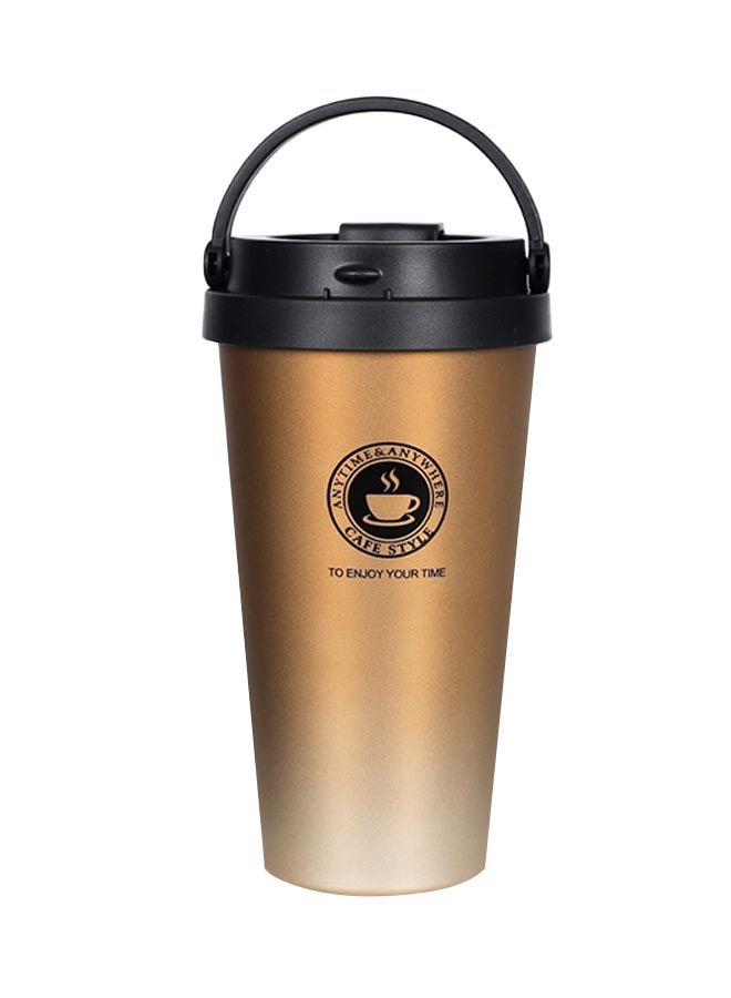 Portable Double Wall 304 Stainless Steel Liner Vacuum Insulated Coffee Cup Gold 500ml - Image 1