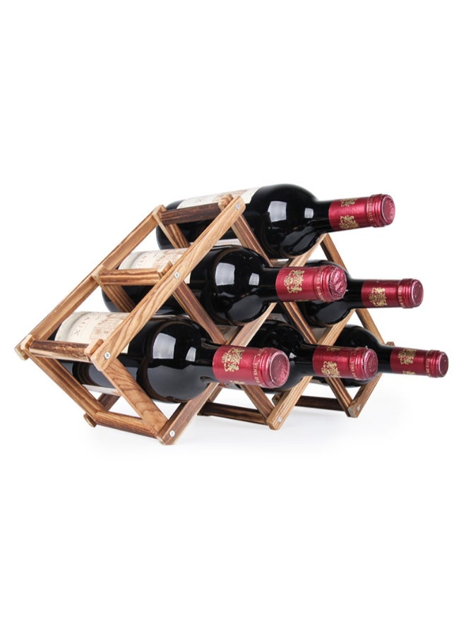 رف لعرض المشروبات مرن قابل للطي مكون من 6 فتحات لحمل 6 زجاجات بني 48 x 22 x 12.5Ø³Ù†ØªÙŠÙ…ØªØ± - Image 2