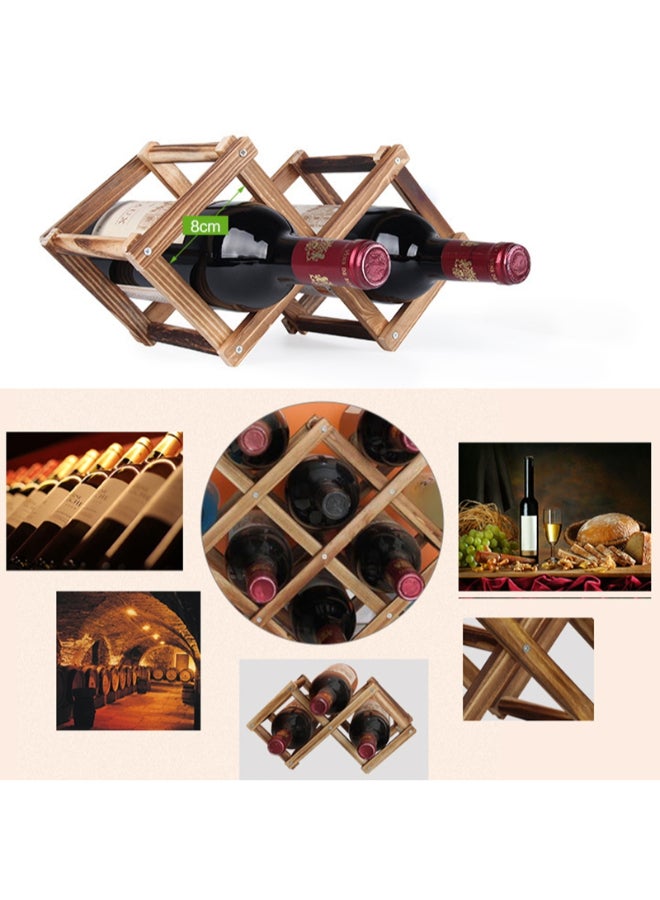 رف لعرض المشروبات مرن قابل للطي مكون من 6 فتحات لحمل 6 زجاجات بني 48 x 22 x 12.5Ø³Ù†ØªÙŠÙ…ØªØ± - Image 3