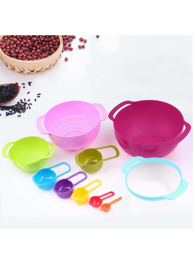 8-Piece Creative Rainbow Salad Bowl Measuring Cup Multicolour 26 x 26 x 13cm  - Image 2