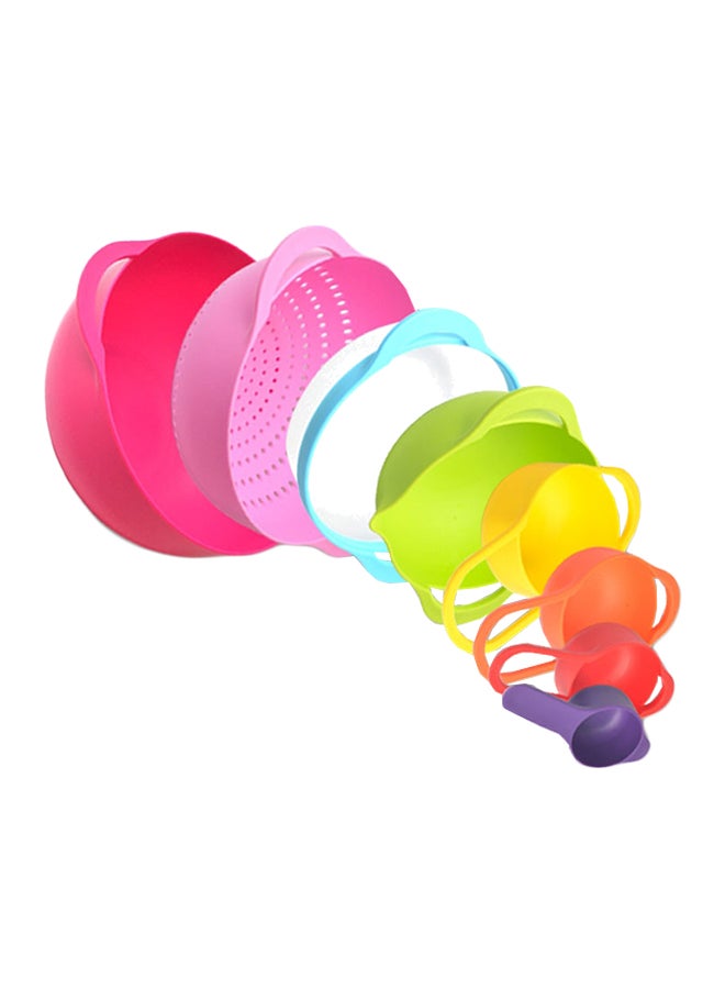 8-Piece Creative Rainbow Salad Bowl Measuring Cup Multicolour 26 x 26 x 13cm  - Image 1