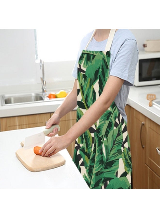 مريلة بدون أكمام من القطن والكتان بتصميم مبتكر على شكل أوراق شجر أخضر 47 x 38سم - Image 2