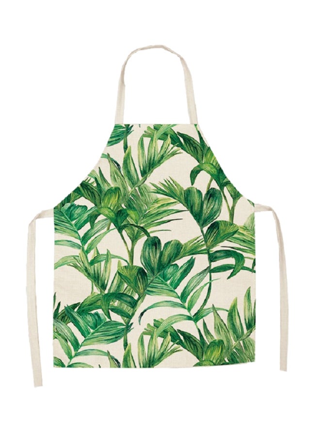 Cotton Linen Creative Plant Foliage Pattern Sleeveless Apron Green/White 68 x 55cm - Image 1