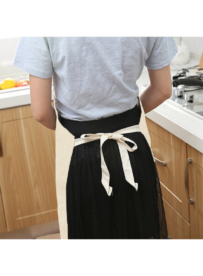 Cotton Linen Creative Plant Foliage Pattern Sleeveless Apron Green/White 68 x 55cm - Image 2