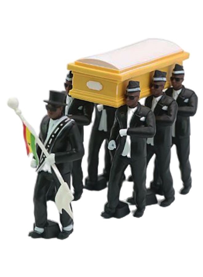 بي جي مجموعة مجسمات رجال سمر البشرة بتصميم قائم يؤدون رقصة أثناء حمل تابوت من 7 قطع مع إكسسوارات 10سم - Image 1