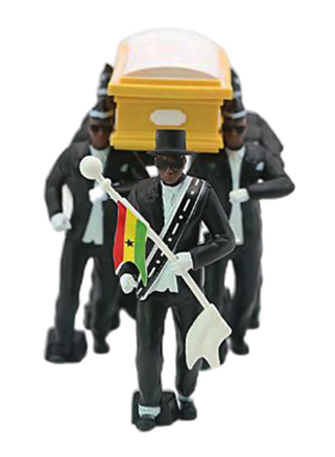 بي جي مجموعة مجسمات رجال سمر البشرة بتصميم قائم يؤدون رقصة أثناء حمل تابوت من 7 قطع مع إكسسوارات 10سم - Image 3