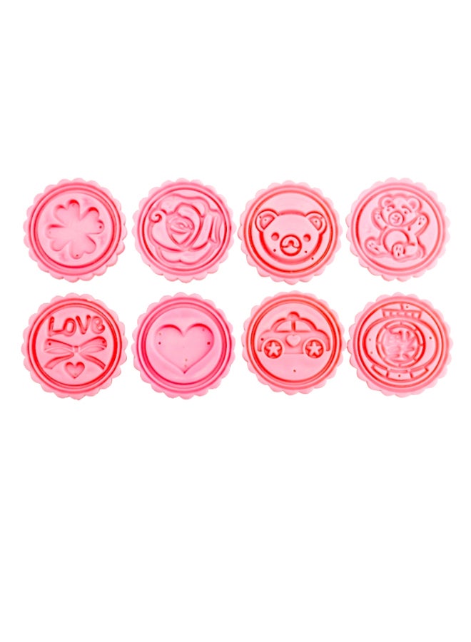 8-Piece Cartoon Pattern Cookie Cutter Set With Cake Mould Pink/Silver 15 x 6centimeter - Image 2