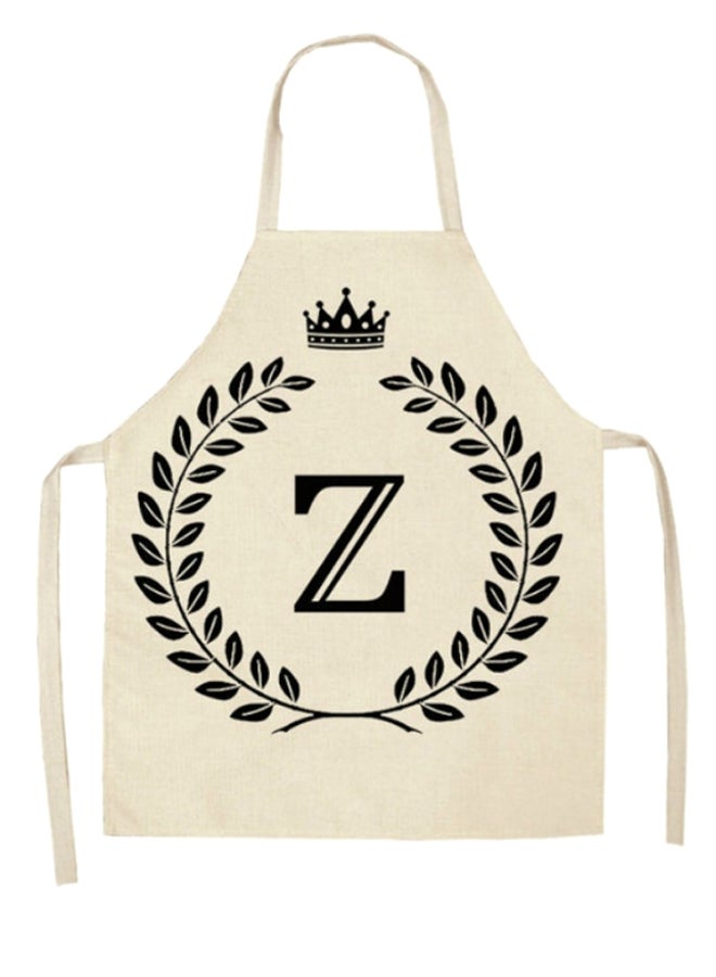 Z Letter Printed Kitchen Apron Beige/Black 68 x 55cm