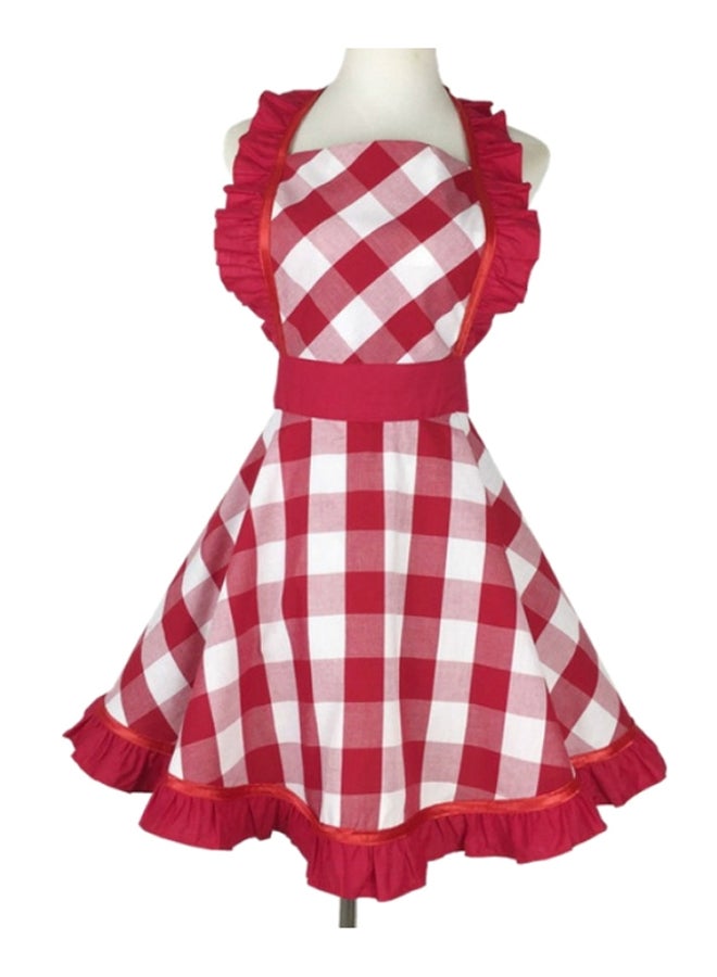 Plaid Pattern Swing Apron Red/White 48 x 72cm