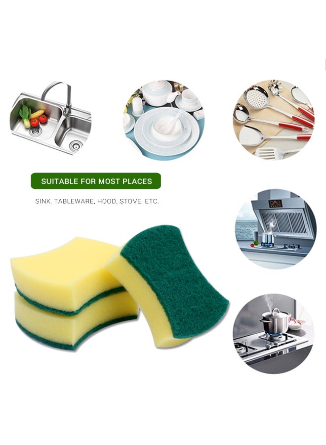 10-Piece Kitchen Cleaning Magic Sponge Eraser Green/Yellow 21 x 17 x 16cm - Image 3