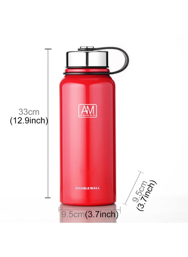 زجاجة مياهٍ عازلة للحرارة من الستانلس ستيل أحمر 34 x 10 x 10سم - Image 2