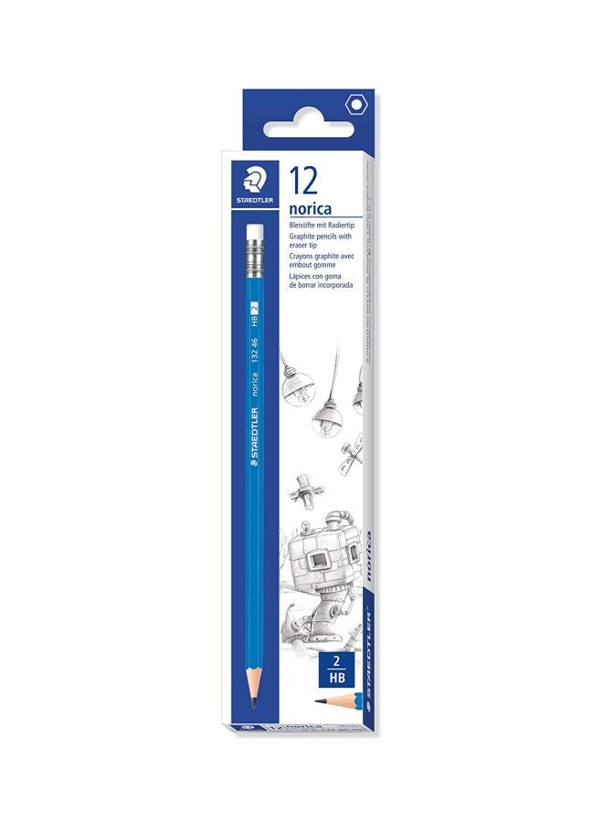 STAEDTLER 12-Piece Norica Rubber Tip 2HB Pencil Set Blue - Image 2
