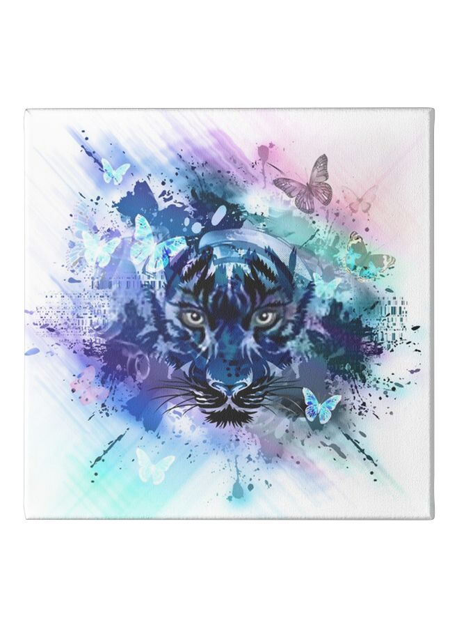 Decorative Tiger Wall Painting With Frame Purple/Pink/White 30x30cm