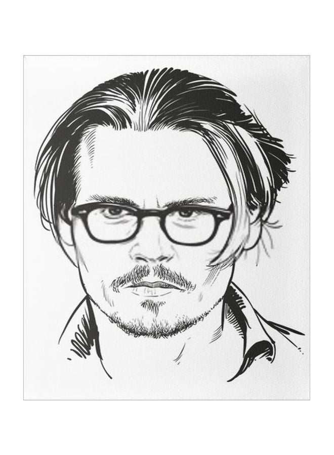 Decorative Johnny Depp Wall Painting With Frame Black/White 30x30cm