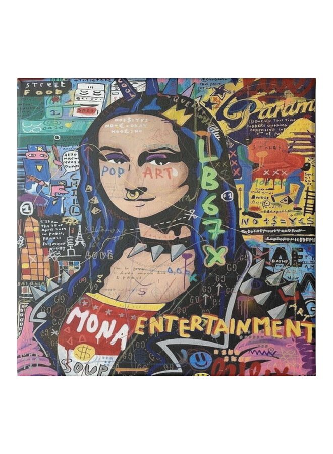 Decorative Mona Lisa Framed Wall Painting Multicolour 30x30cm