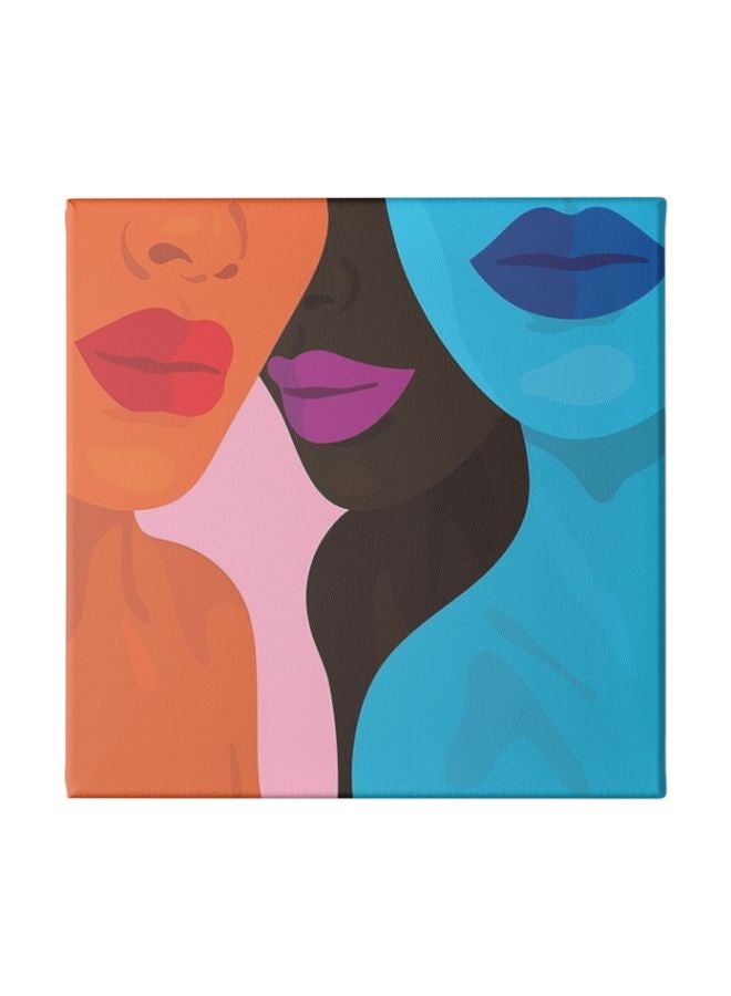 Coloured Lips Wall Art Painting With Frame Multicolour 30x30cm