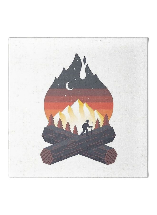 The Campfire Reflects A Climber Framed Wall Painting White/Brown/Red 30x30cm