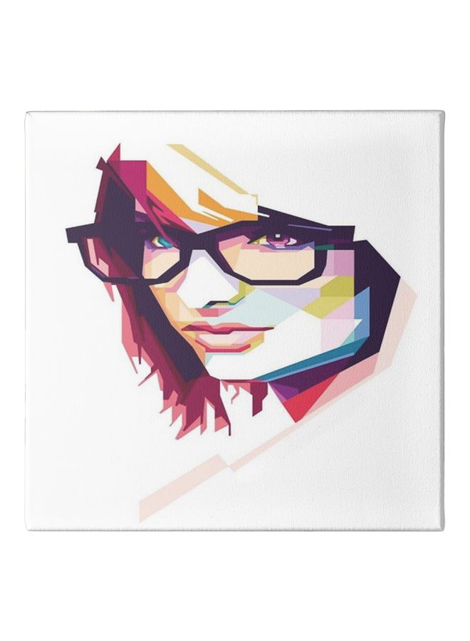 Girl Framed Wall Painting White/Red/Black 30x30cm
