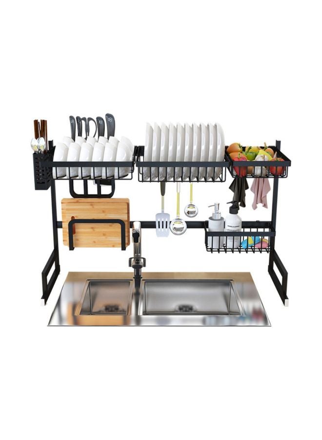 Stainless Steel Dish Drainer Rack Black 65x32x52cm - Image 2