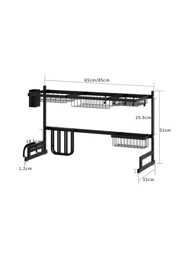 Stainless Steel Dish Drainer Rack Black 65x32x52cm - Image 3