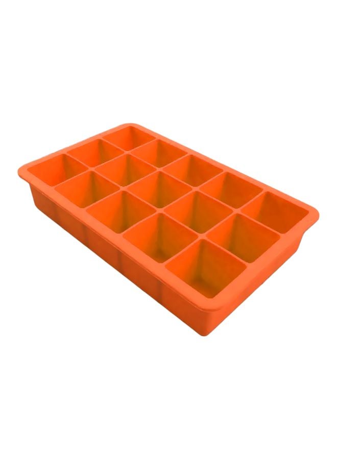 15-Grid Silicone Ice Cube Tray Orange 185x115x35mm - Image 1