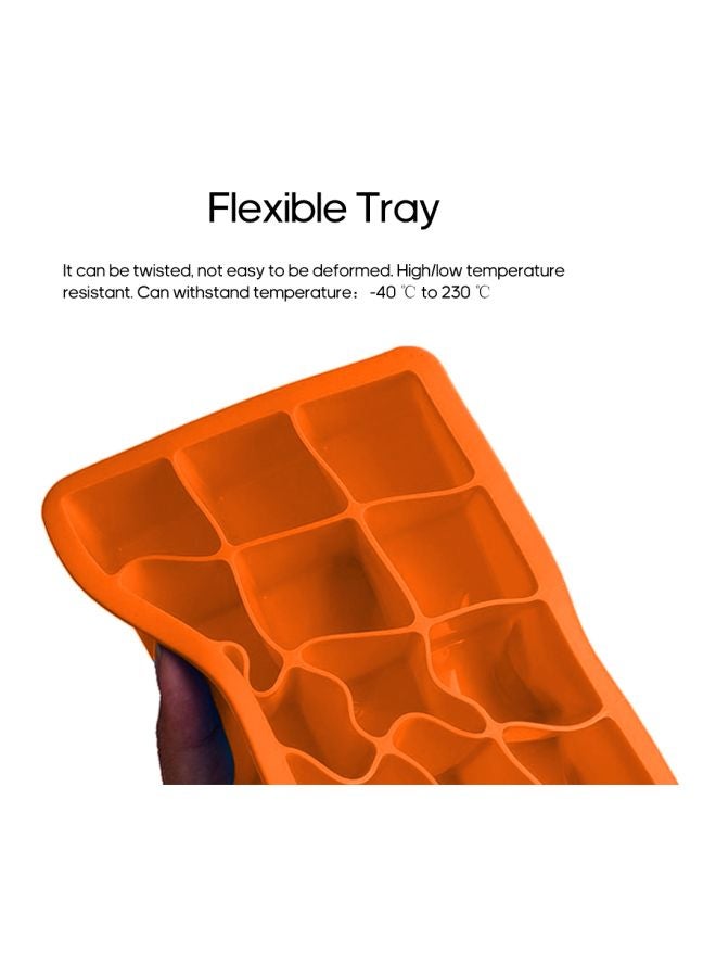 15-Grid Silicone Ice Cube Tray Orange 185x115x35mm - Image 2