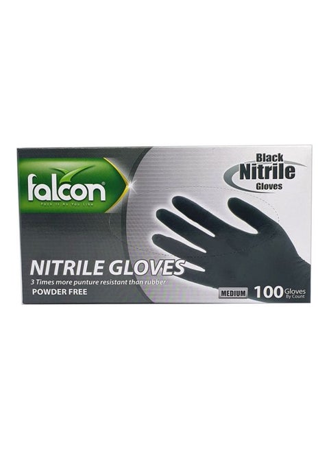 Nitrile Gloves 100 Pieces Medium Black 9inch