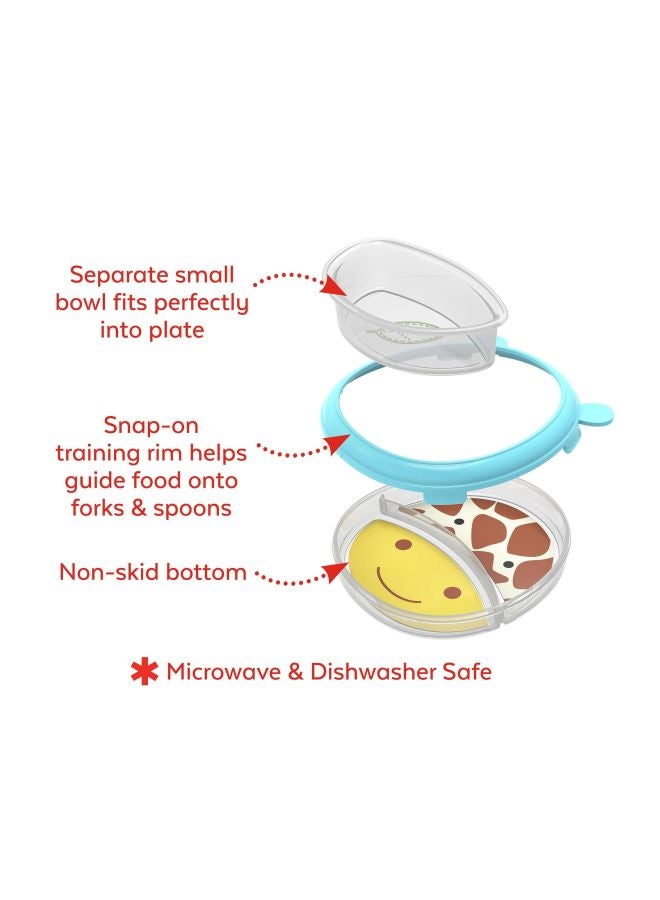 Skip Hop 2-Piece Zoo Smart Serve Plate And Bowl Set - Blue/Yellow/Brown  - Image 3