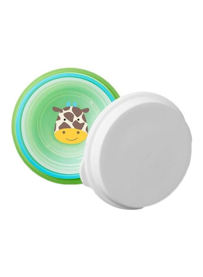 Skip Hop 3-In-1 Smart Serve Zoo Themed Non-Slip Bowl With Lid  - Image 1