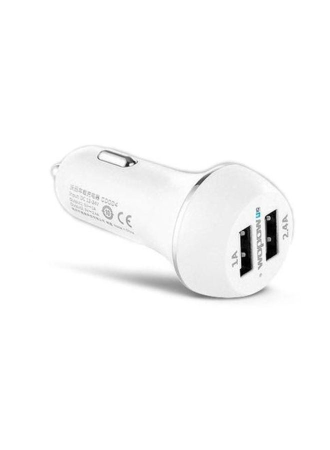Wopow Dual Port USB Car Mobile Charger White - Image 2