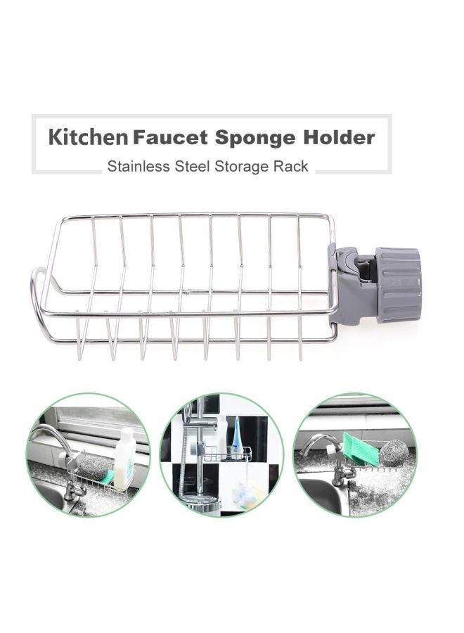 Stainless Steel Faucet Sponge Holder Silver/Grey 190x110x40mm  - Image 4