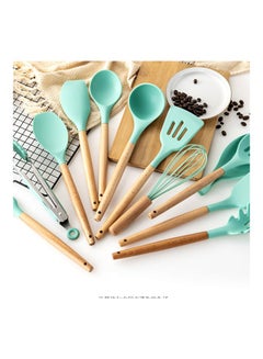 Generic 11-Piece Silicone Cooking Utensils Teal Spoon(32), Soup Ladle(32), Turner(32), Spoonula(32), Slotted Spoon(32), Slotted Scrapper(32), Slotted Turner(32), Pasta Server(31), Whisk(26), Basting Brush(27), Tong(27)cm  - Image 5