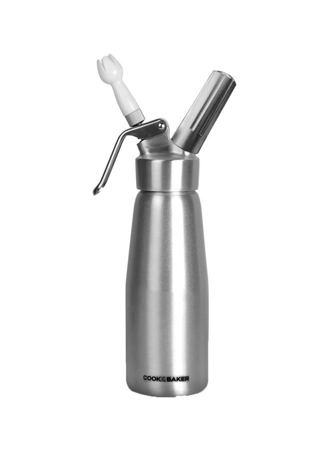Stainless Steel Whipped Cream Dispenser Silver/White 26x8cm - Image 1