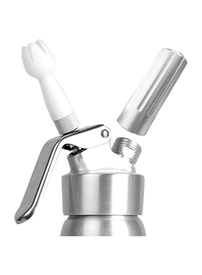 Stainless Steel Whipped Cream Dispenser Silver/White 26x8cm - Image 2